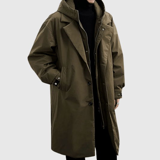 Men's Weather-Resistant Hooded Coat - Water-Repellent and Durable