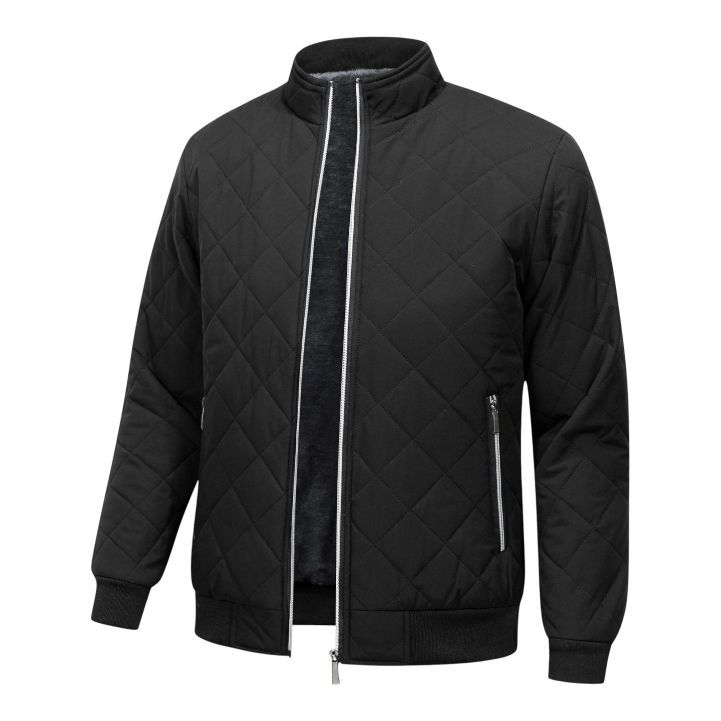 Quilted Warm Men's Winter Jacket with Fleece Lining