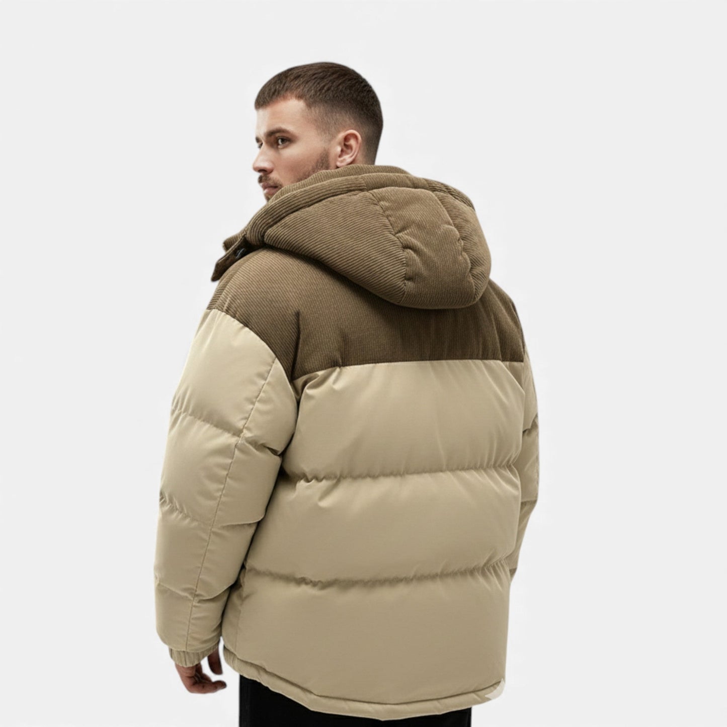 Men's Lined Winter Jacket with Removable Hood