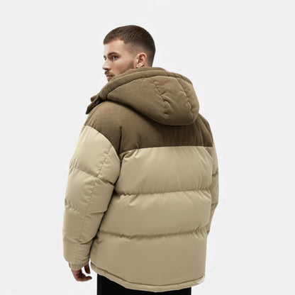 Men's Lined Winter Jacket with Removable Hood
