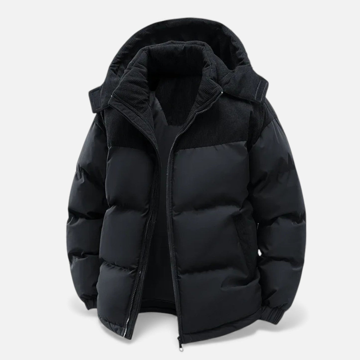 Men's Lined Winter Jacket with Removable Hood