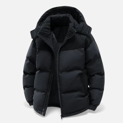 Men's Lined Winter Jacket with Removable Hood