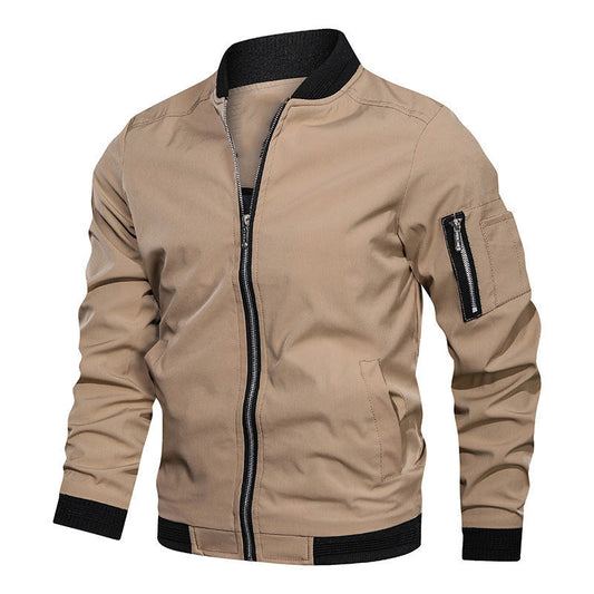 Men's Lightweight Bomber Jacket with Ribbed Cuffs