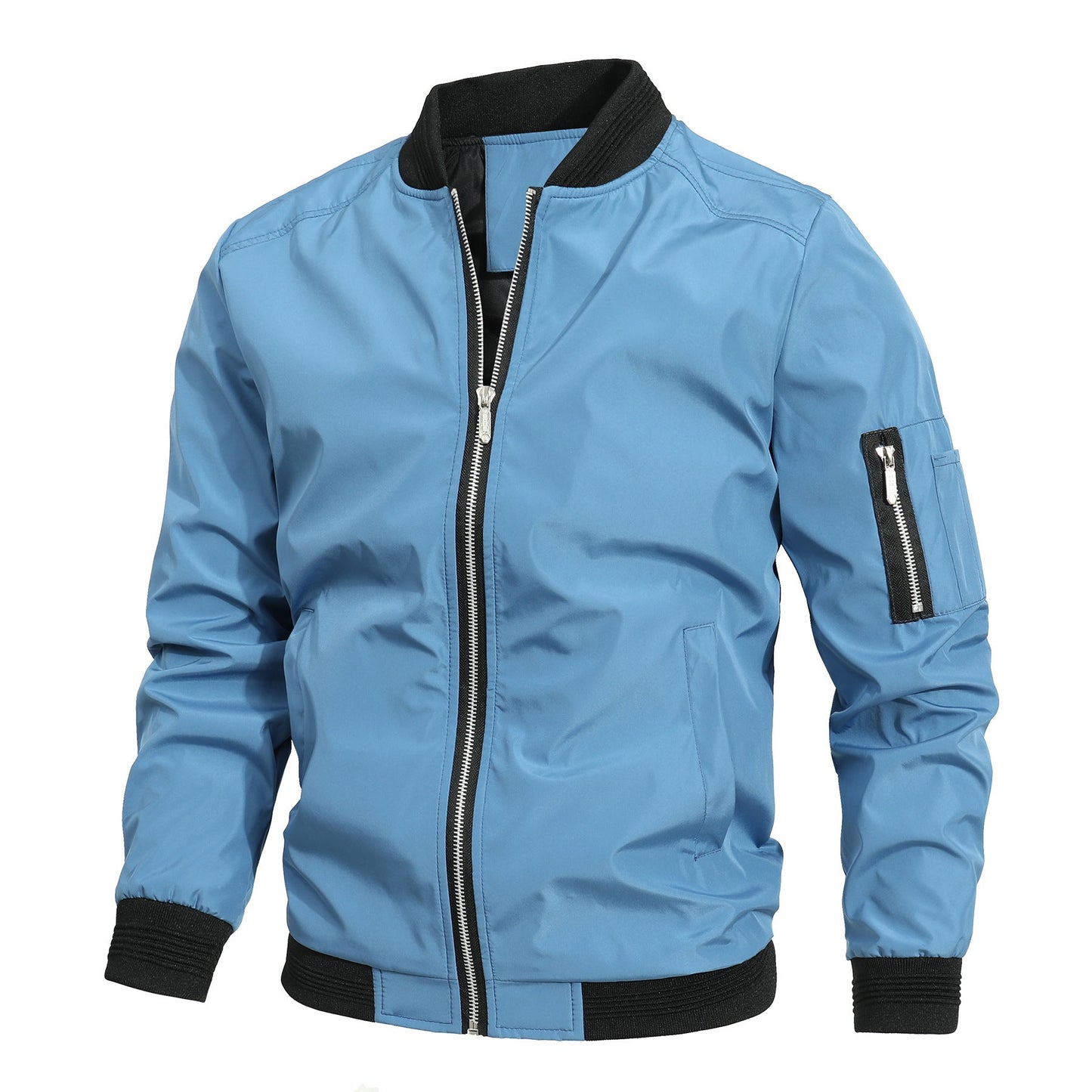 Men's Lightweight Bomber Jacket with Ribbed Cuffs
