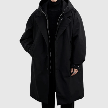 Men's Weather-Resistant Hooded Coat - Water-Repellent and Durable