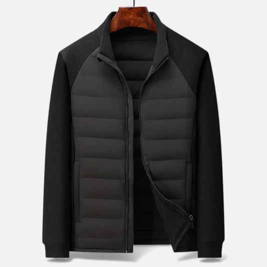 Quilted Warm Men's Down Jacket with Stand Collar