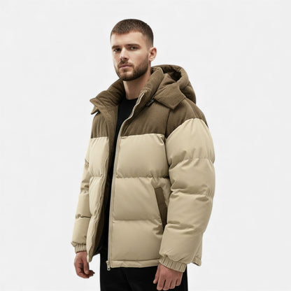 Men's Lined Winter Jacket with Removable Hood