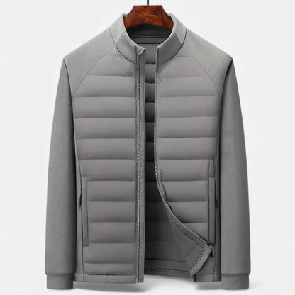 Quilted Warm Men's Down Jacket with Stand Collar
