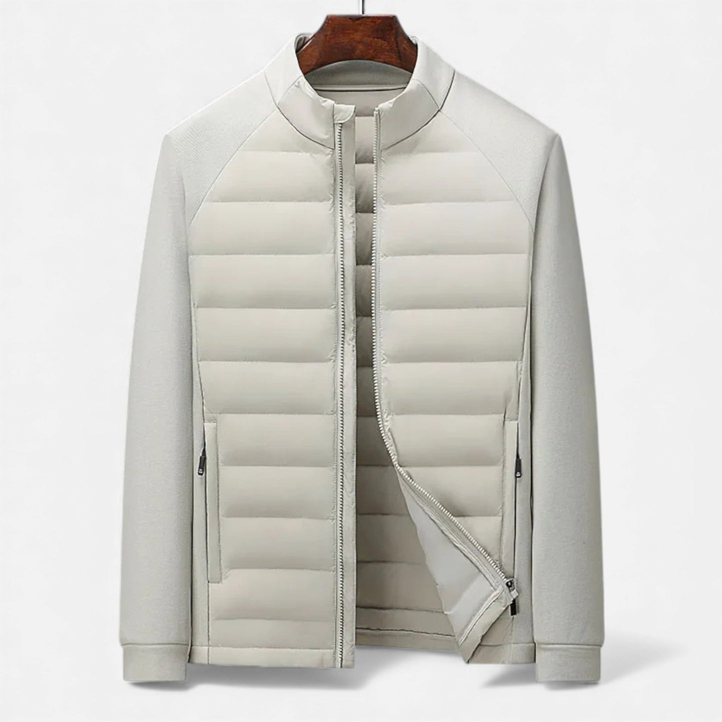 Quilted Warm Men's Down Jacket with Stand Collar
