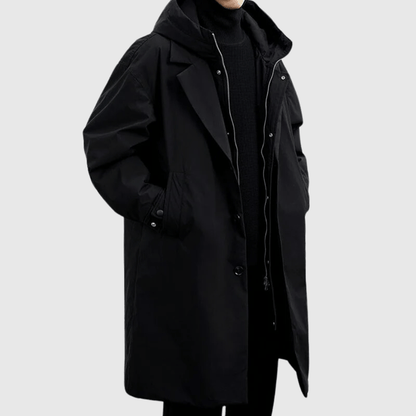 Men's Weather-Resistant Hooded Coat - Water-Repellent and Durable