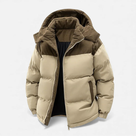 Men's Lined Winter Jacket with Removable Hood