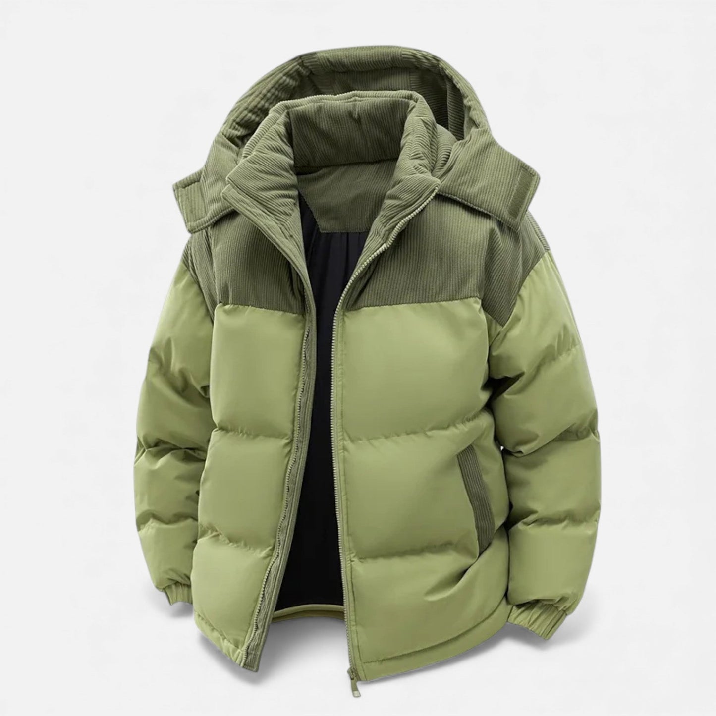 Men's Lined Winter Jacket with Removable Hood